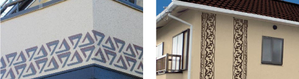 画像：数種類のデザインが入る外壁塗装。