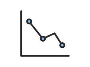 下降する、折れ線グラフのアイコンイラスト