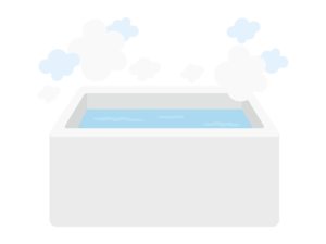 お湯の入った、湯気が出ているバスタブの透過PNGイラスト