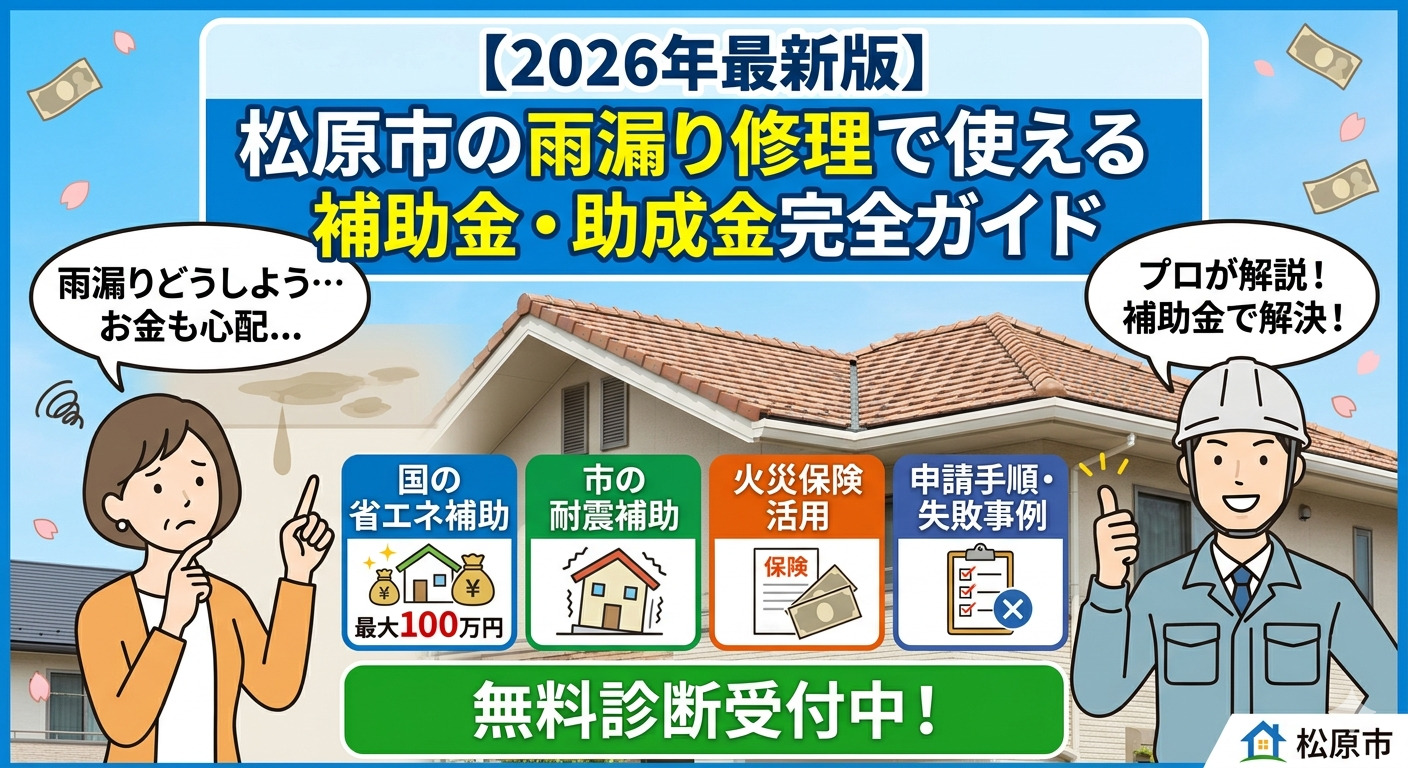 【2026年最新版】松原市の雨漏り修理で使える補助金・助成金完全ガイド｜申請手順・失敗事例まで徹底解説
